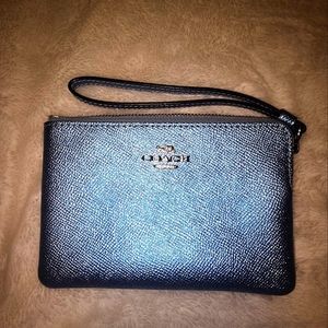 COACH Metallic Blue Wristlet